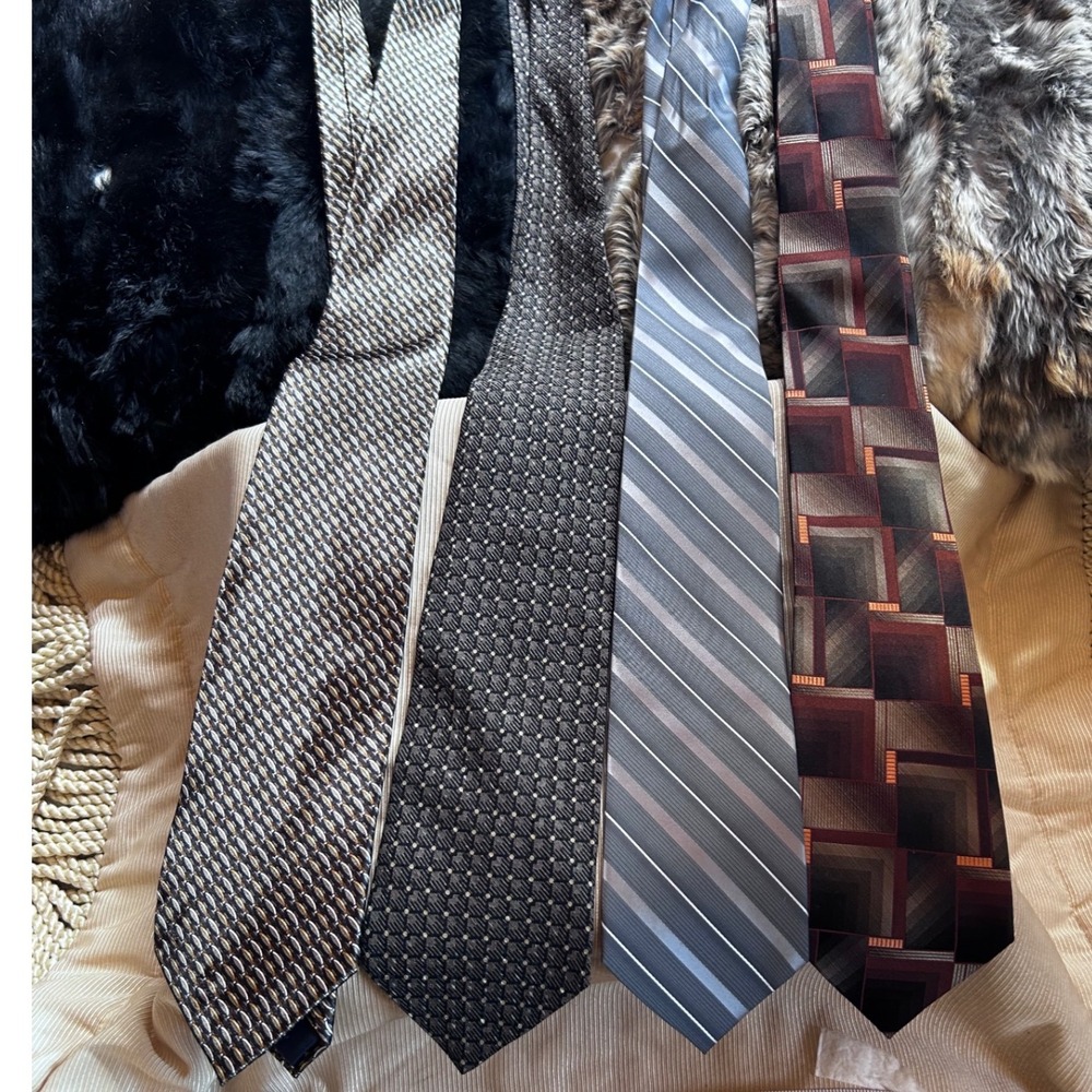 Lot 4 Designer Silk Tie Romario Manzini Christian Dumas Concept Claiborn Vintage